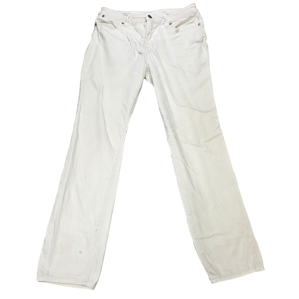 Talbots‎ Flawless Slim Ankle Pants Women's Size 8 White Denim Stretch Mid Rise